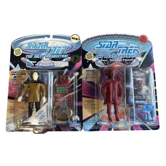 Star Trek Action Figures Next Generation Commander Data & Guinan Pre-Owned - Picture 1 of 10